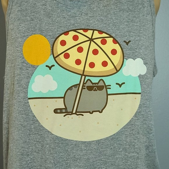 Pusheen Shirts Pusheen Cool Cat Pizza On The Beach Tank Top Tshirt